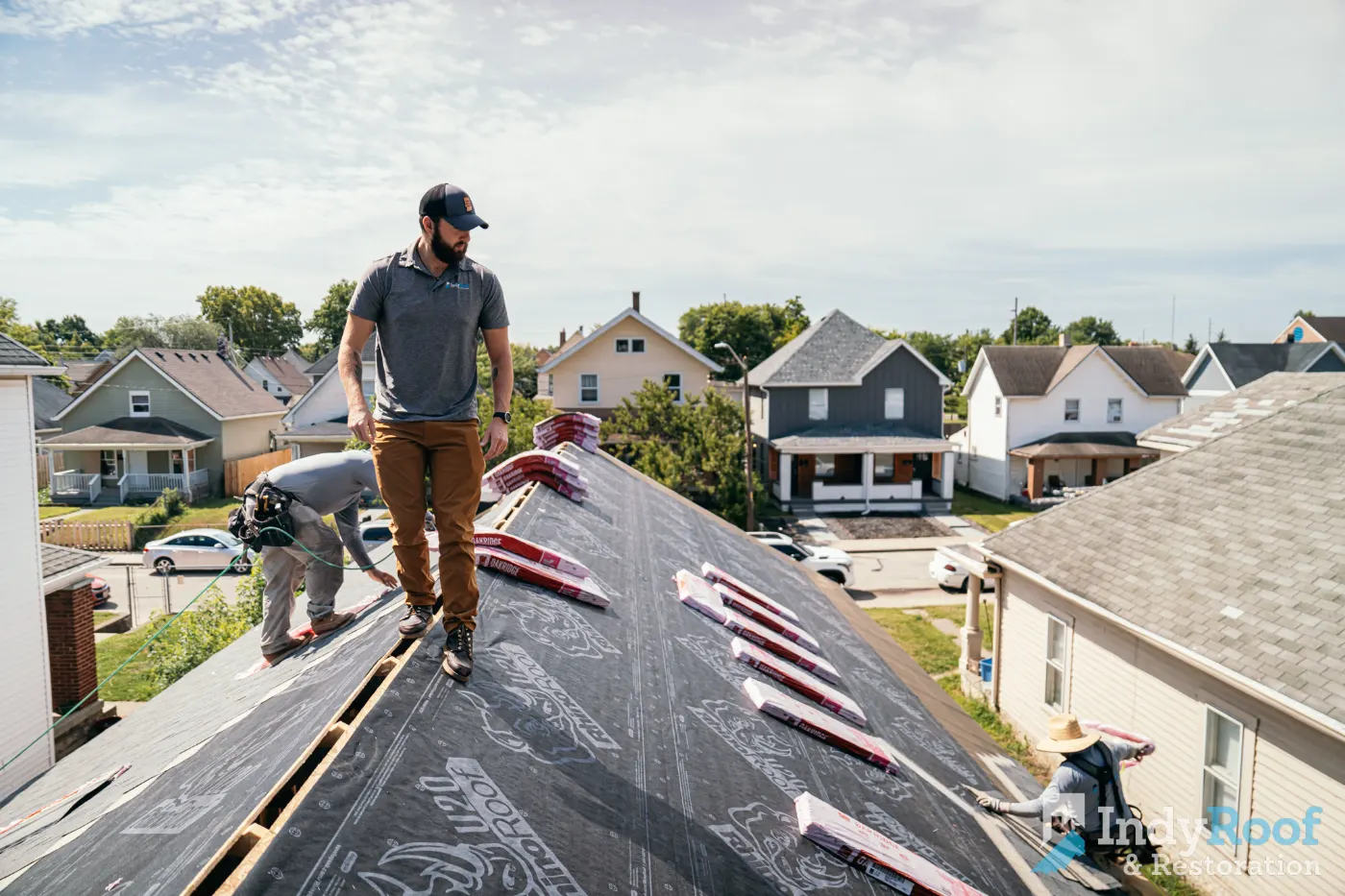Tarping and dry-in on a Fairland commercial roof